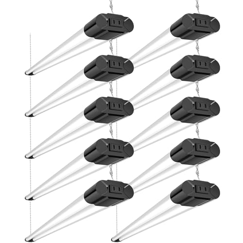 BBOUNDER 10 Pack 4FT LED Shop Light, 6500K, 40W=250W, 4400LM, 4 Linkable - color: Black