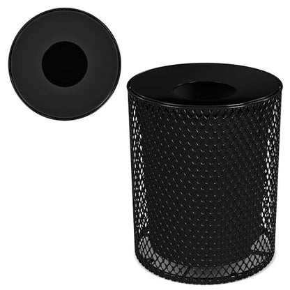 Leisure Craft 32 Gallon Commercial Outdoor Trash Can, Metal, Made in USA - color: Black