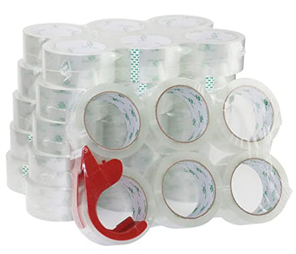 BOMEI PACK 36 Rolls No Noise Silent Clear Packing Tape with Free Dispenser, 2.4mil x1.88 x 55 Yard, Quiet Packing Tape, Heavy Duty Packaging Tape for Moving, Shipping, Office and Storage - size: 36PACK: 2.4mil*1.88inch*55yds