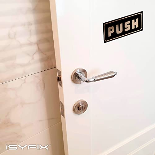 iSYFIX Push Pull Stickers Sign, 5x2 Inch, 2 Pack, Brushed Gold/Black - color: Brushed Gold / Black, size: Horizontal 2x5
