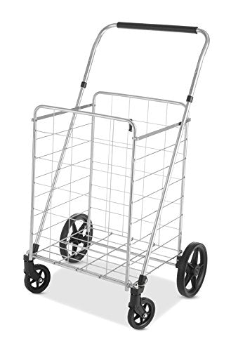 Whitmor Utility Cart with Adjustable Height Handle-Silver/Black - size: 24"L x 18"W x 42.62"H