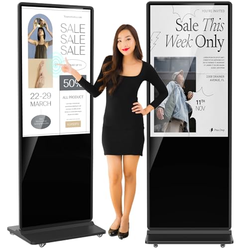 49 inch Indoor Digital Signage Touchscreen IPS Floor Standing Digital Kiosks Interactive Displays with WiFi HDMI/USB Input Auto AD Player, Android OS Black - color: Black, size: 49 inch, style: Touch-Screen