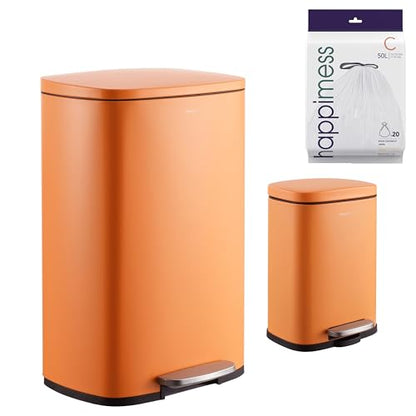 happimess Connor 2-Piece Iron Trash Can, Carrot Cake - color: Carrot Cake