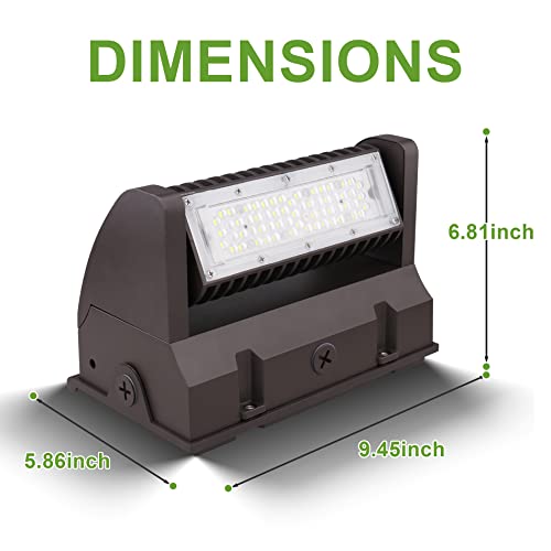 Rotatable Head LED Wall Pack Light 40W, 5400LM, 5000K, Bronze - color: 40W