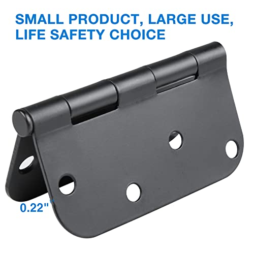 TDCHINGES 3 Pack Matte Black Door Hinges 4 Inch 5/8" Radius Steel Interior - color: Matte Black-4 in, size: 3 Pack