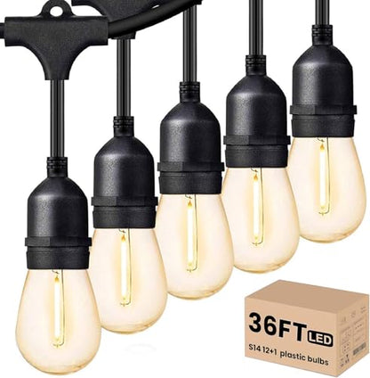 Svater Outdoor String Lights LED 36 FT S14 Commercial Grade Waterproof ETL - size: 36FT