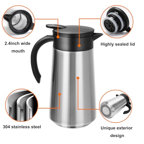 GearRoot 28oz Small Coffee Carafe Insulated Coffee Pot, 2 Pack Silver - color: Silver, Silver