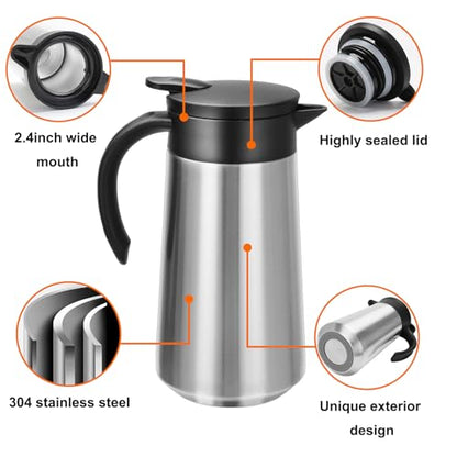 GearRoot 28oz Small Coffee Carafe Insulated Coffee Pot, 2 Pack Silver - color: Silver, Silver