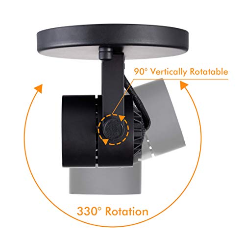 CLOUDY BAY LED Flush Mount Ceiling Spot Light,CRI90+ 8W 600lm 3000K Warm White Dimmable,Adjustable Tilt Angle Ceiling Light Fixture,Black - color: Black | 3000K