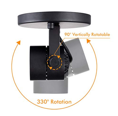 CLOUDY BAY LED Flush Mount Ceiling Spot Light,CRI90+ 8W 600lm 3000K Warm White Dimmable,Adjustable Tilt Angle Ceiling Light Fixture,Black - color: Black | 3000K