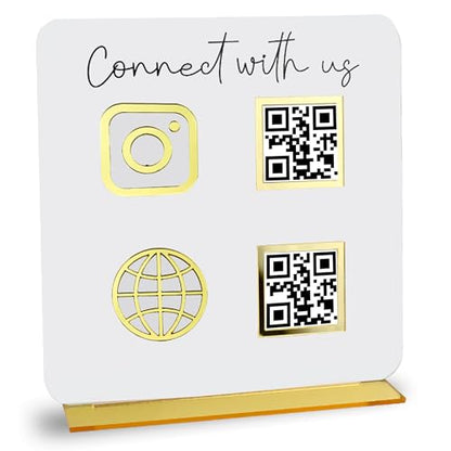 Skywin QR Code Sign for Business, Cash App QR Code Sign Stand - White - color: White