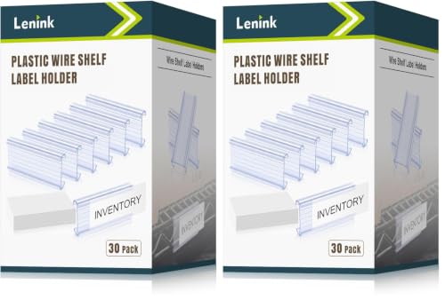 Lenink 30Pcs Wire Shelf Label Holders,Plastic Wire Rack Label Holder,Compatible with Metro 1-1/4in Shelves,Label Area 3in Lx1.25in H (Label Paper Insert Included) (Pack of 2) - color: Transparent, size: 3in (Pack of 2)