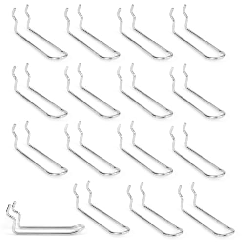 Pegboard Dual-arm Hooks 16pcs Heavy Duty Tool Hanging Holders (Silver, 4") - color: Silver, size: 4 Inch