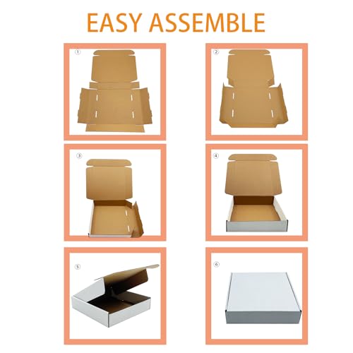 13x11x2 Inch Shipping Boxes Set of 25,White Corrugated Cardboard Mailers - size: 13x11x2 inches