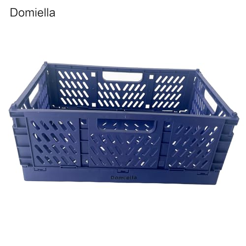 2 Pack Stackable Storage Crates, Plastic Foldable Baskets Small Blue - color: Blue, size: Small: 11.8" x 7.8" x 4.7"