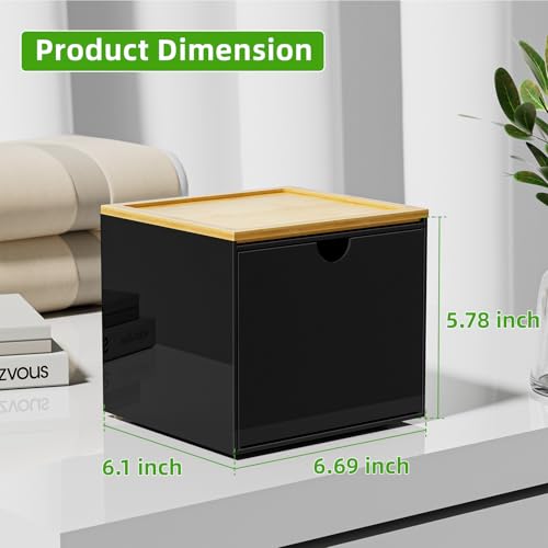 VITVITI Drawer Disposable Face Towel Holder Box, Acrylic Storage, Black - color: Black 2