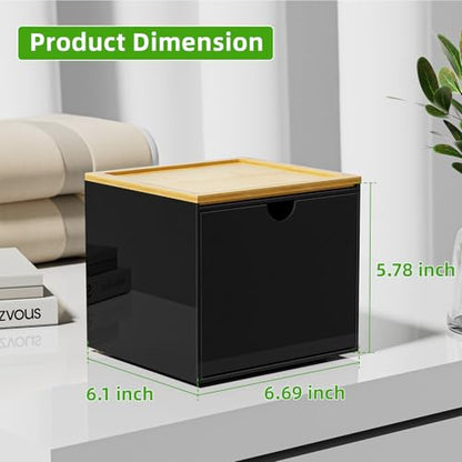 VITVITI Drawer Disposable Face Towel Holder Box, Acrylic Storage, Black - color: Black 2