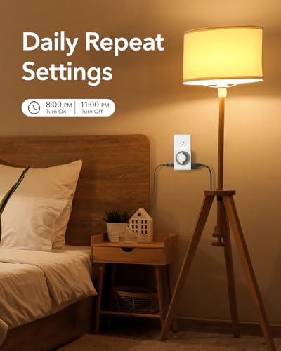 BN-LINK Timer Outlet with 2 Grounded Outlets, Mechanical Light Timers for Electrical Outlets Indoor, 24-Hour 3-Prong Timer Outlet for Lamp, Indoor Lighting and Christmas Lights, 15A/1875W, 2 Pack - style: 2 Pack-3Prong(Dual outlet)