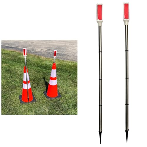 Keyfit Tools AnchorLight Safety Construction Cone Traffic Caution Warning Reflective Anchor Stake Light Sports Road Parking Lot Cone (2 PK)