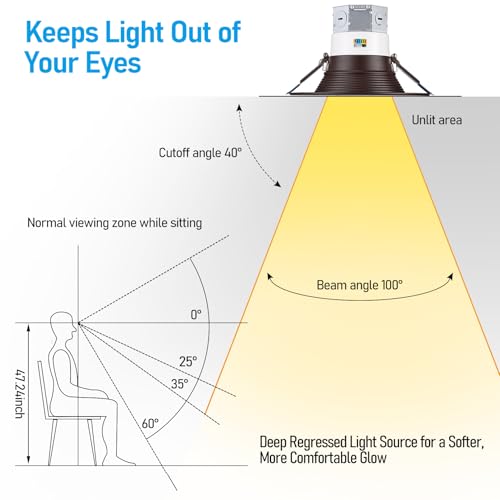 TORCHSTAR 8-Pack 6CCT 6 Inch LED Recessed Light Canless, Dim to Warm - color: Oil Rubbed Bronze-Dim to Warm, size: 6 Inch