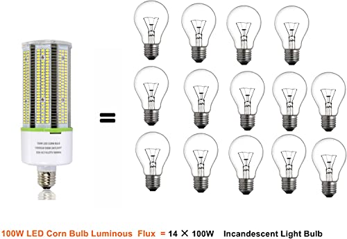 TJBB 2 Pack 100W Led Corn Cob Light Bulb, E26/E39 Base led Bulb (250-400W MH/HPS Replace) Indoor Outdoor Lighting for Garage Warehouse High Bay Parking Lot Wall Pack - size: 100W 2 PACK