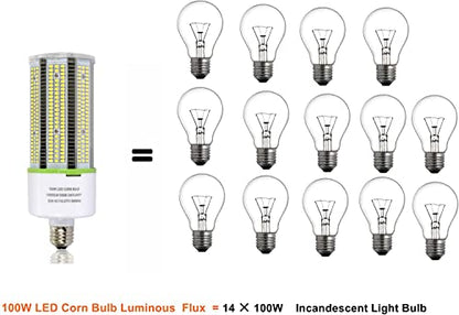 TJBB 2 Pack 100W Led Corn Cob Light Bulb, E26/E39 Base led Bulb (250-400W MH/HPS Replace) Indoor Outdoor Lighting for Garage Warehouse High Bay Parking Lot Wall Pack - size: 100W 2 PACK