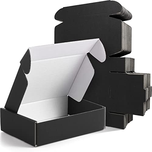 Spakon 50 Packs Shipping Boxes, Cardboard, Black, 6 x 4 x 1.6 Inches - color: Black, size: 6 x 4 x 1.6 Inches