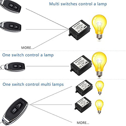 QIACHIP DC 12V 1CH 433Mhz RF Wireless Relay Module Remote Access Control Switch Momentary Toggle Delay Transmitter with Receiver for Doors,Lights(2 Relays + 4 Remote) - color: KR1201B_1-2