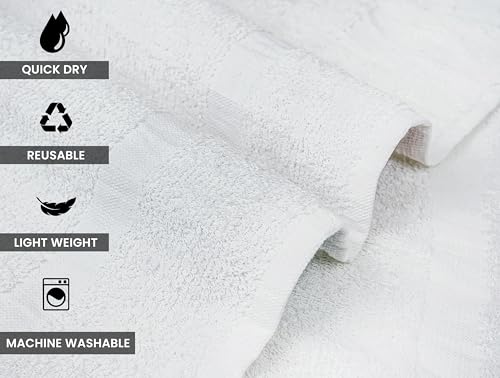 ZUPERIA White Bath Towels Bulk 60 Pack (24 x 48 Inches) - 100% Cotton Economy Light Weight Towels for Commercial Use - Quick Dry, Ultra-Soft, and Absorbent Bulk Towels - size: 24"x48" - Pack of 60