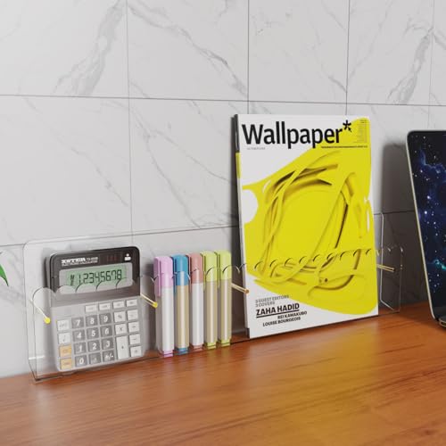 Brochure Holder Wall Mount, 2 Pack Acrylic Modular Flyer with Adjustable Magnetic Golden Bolt, Wavy Lace Pamphlet Display Stand for Organizer Trifold Flyer, Document, Leaflet, 4 Slots - color: 4 Slots