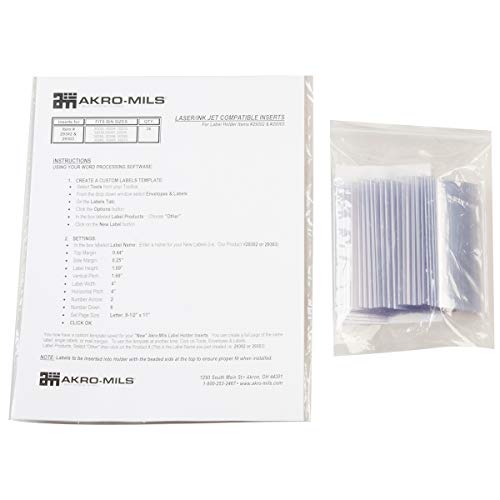 Akro-Mils 29302 Clear Protective Plastic Label Holder and Labels for large AkroBins and 30348, 30358, (25-Pack)
