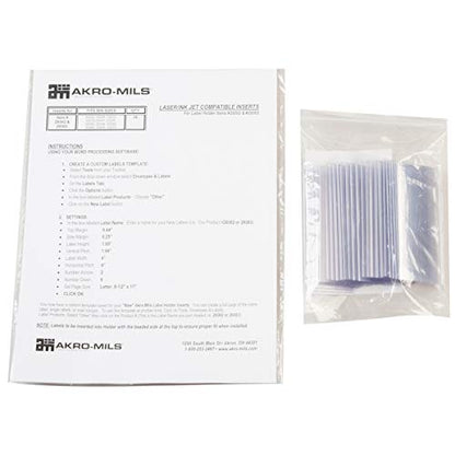 Akro-Mils 29302 Clear Protective Plastic Label Holder and Labels for large AkroBins and 30348, 30358, (25-Pack)