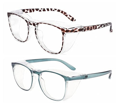 Alsenor Safety Glasses Anti Fog Goggles Protective Eyewear Blue Light Blocking Anti Dust UV Protection Glasses For Men Women (2 Pack(new-leopard+new-Blue)) - color: 2 Pack (New Leopard + New Blue)