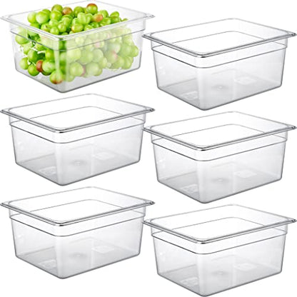 CURTA 6-Pack 1/2 Size 6" Deep NSF Polycarbonate Food Pans | Dishwasher & Freezer Safe Clear Container for Prep Tables, Buffet, Salad Bar, Commercial & Home Kitchen - color: 1/2 Size, size: 6" Deep