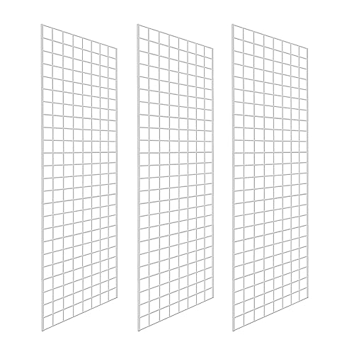 Commercial Grade Gridwall Panels – Heavy Duty Grid Panel for Any Retail Display, 2’ Width x 6’ Height, 3 Gridwall Panels Per Carton (White Finish) - color: White, size: 2'x6' (Pack of 3)
