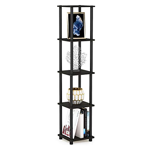 Furinno Turn-N-Tube Toolless 5-Tier Square Storage Shelves, Espresso - color: Espresso/Black, size: 5-Tier Round Tube
