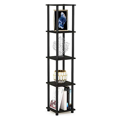 Furinno Turn-N-Tube Toolless 5-Tier Square Storage Shelves, Espresso - color: Espresso/Black, size: 5-Tier Round Tube