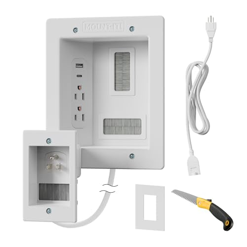 Mount-It in-Wall TV Cable Management Kit, USB-C, Dual Outlet, Cord Hider - style: Dual Outlet + USB – 5ft External / 9ft In-Wall