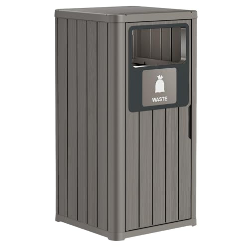 Outdoor Trash Can Waterproof Resin Patio Garbage Can for Outdoor Trash Bin for Patio, Garden, Gray (22 Gallon) - color: Gray, size: 22 Gallon