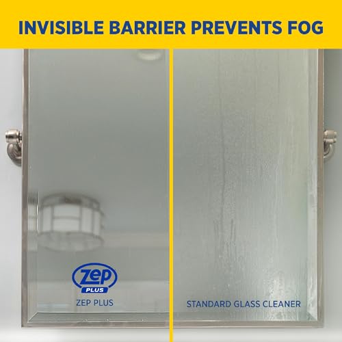 Zep Plus Glass & Mirror Cleaner - 32 Oz. (Case of 12) - R53812 - Keep Your Mirror and Glass Surfaces Clear + Streak-free While Also Preventing Mirror Fog