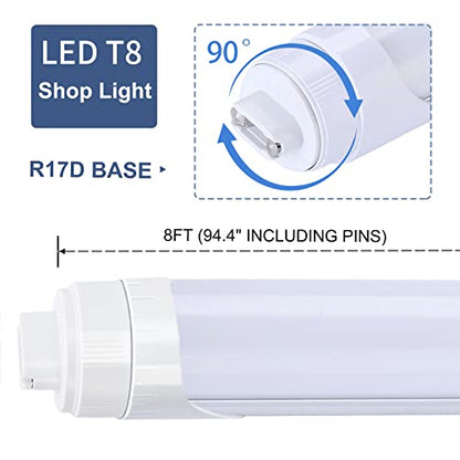 2 Pin 8FT R17D LED Bulbs, 45W (110W Equivalent), 5400LM, 6000K, R17D HO Rotatable LED Tube Light,Dual-Ended Power, Ballast Bypass,Frosted Cover, Replace T8 T10 T12 Fluorescent Light Bulb (16-Pack) - color: Frosted Cover Single Row, size: 16 Count