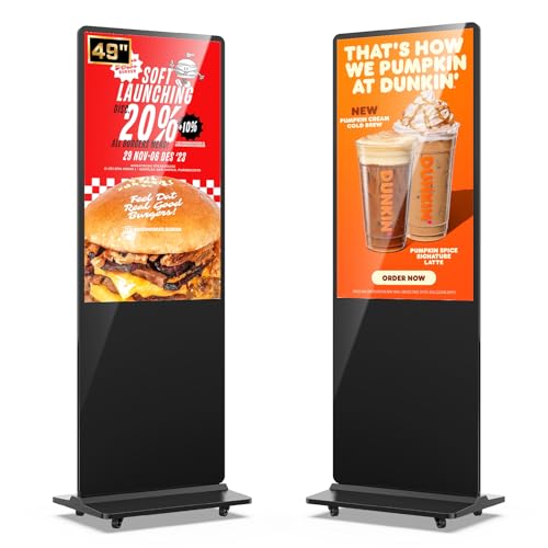 MWE 49 Inch Indoor Floor Standing Digital Signage Advertising Display Kiosk LCD Screen Commercial Totem Android System Vertical Poster with Auto Media Player - color: Black, size: 49 inch, style: NonTouch-Screen