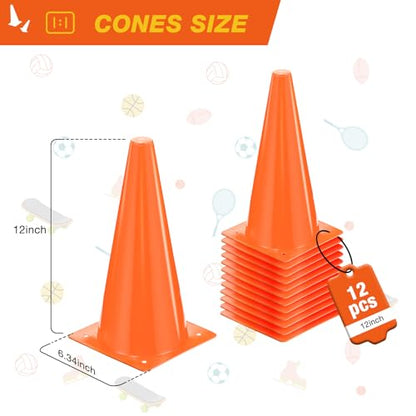 12 Inch Traffic Cones,12pcs Training Sports Cones,Parking Cones - color: orange