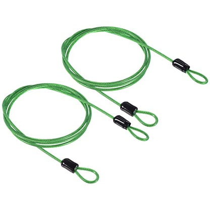 PATIKIL Security Steel Cable 2.5mm x 1m/3.28ft Coated Luggage Lock Wire Rope with Double Loop Green 2 Pack - color: Green, size: 2.5mmx1m
