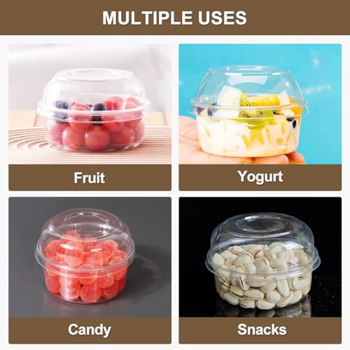 8oz Plastic Containers With Lids And Spoons 50 Pack, Dessert Cups With Lids,Small Disposable Snack Bowls For Ice Cream Cake Fruit Parfait Pudding And Jello Shot (8oz) - size: 8oz