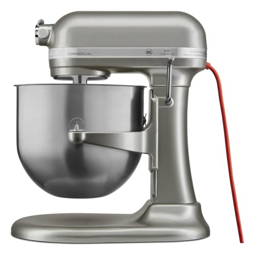 KitchenAid KSM8990CU 8-Quart Commercial Countertop Mixer, 10-Speed, Gear-Driven, Contour Silver - color: Contour Silver, style: No Bowl Guard
