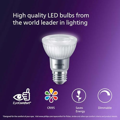 PHILIPS LED 75W PAR20 4-Pack Ultra Definition Bright White (3000K) 800 Lumen (10W = 75W) Dimmable Frosted Flicker-Free Light Bulbs - size: 4 Pack, style: PAR 20