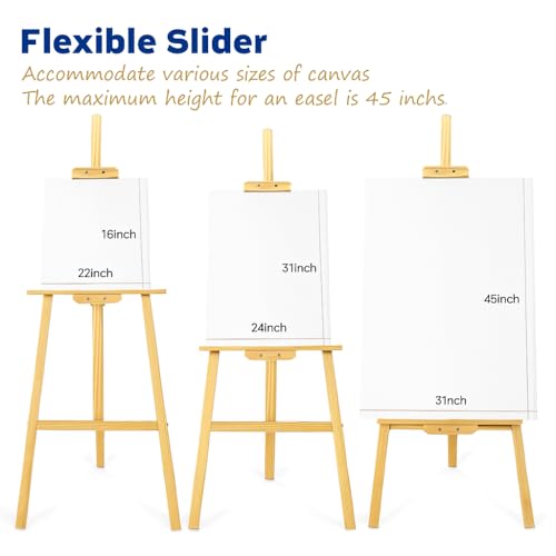 finenolo Wooden Easel Stand for Painting, 45" Adjustable Height Folding Art Easel for Canvas, Drawing, Wedding Signs & Posters, Ideal for Adults, Artists, Beginners, Students & Kids