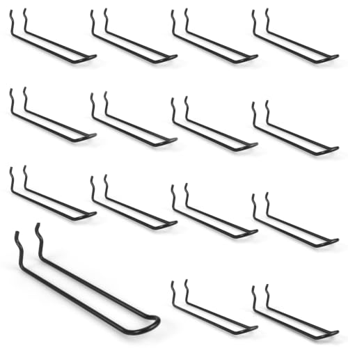 Pegboard Dual-arm Hooks - 16pcs Heavy Duty Tool Hanging Holders (Black, 6") - color: Black, size: 6 Inch
