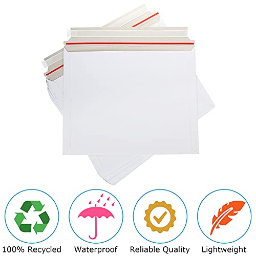 50 Pack 14 x 11 inches Security Self-Seal Envelopes Blank Stay Flat Photo Document Cardboard Envelopes Mailers Large White Chipboard Mailers